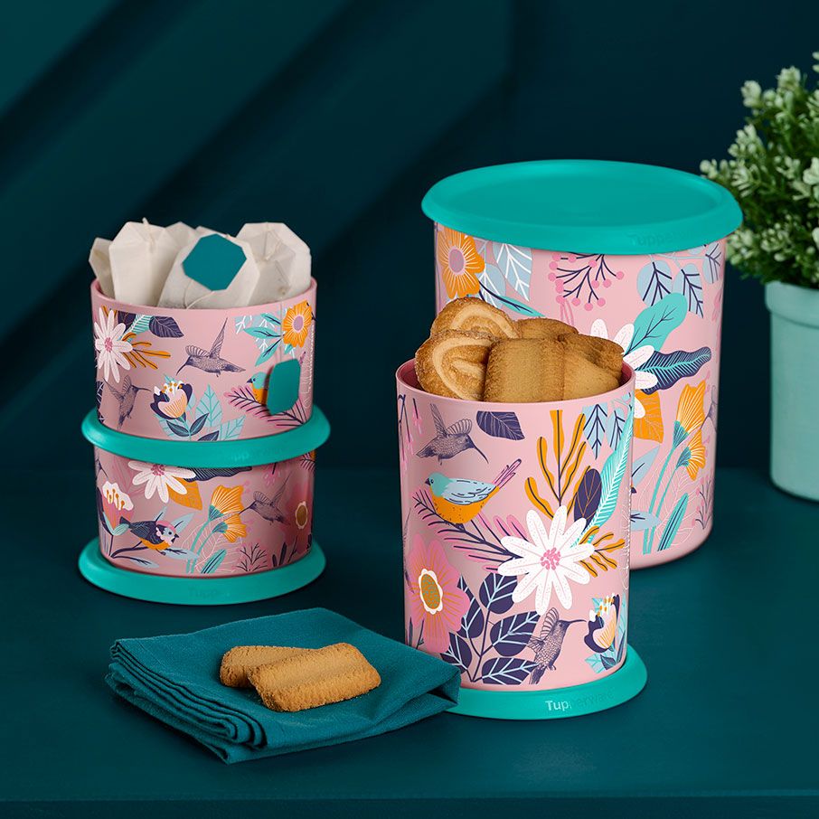 Dry Storage Tupperware Blushing Meadow One Touch Canister Set Candy Floss | 60348-CLPN