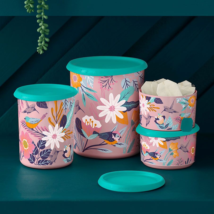 Dry Storage Tupperware Blushing Meadow One Touch Canister Set Candy Floss | 60348-CLPN