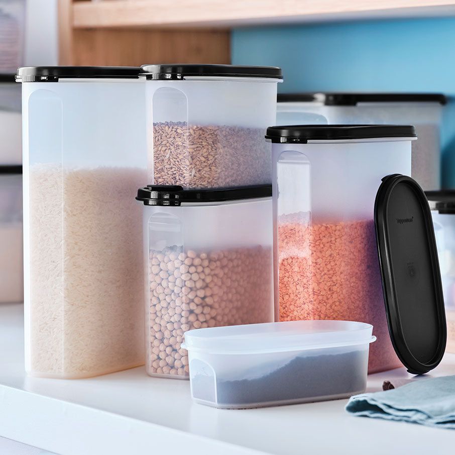 Dry Storage Tupperware Modular Mates Oval & Square Set Black | 97064-HOTX