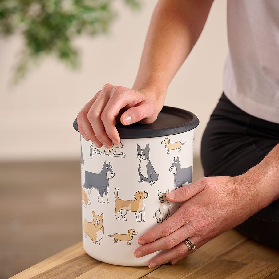 Dry Storage Tupperware Tupperpets One Touch Canister & Scoop Set/Pawsome Pups Black / White | 43827-AVZQ