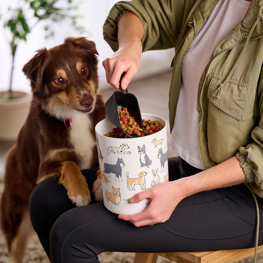 Dry Storage Tupperware Tupperpets One Touch Canister & Scoop Set/Pawsome Pups Black / White | 43827-AVZQ