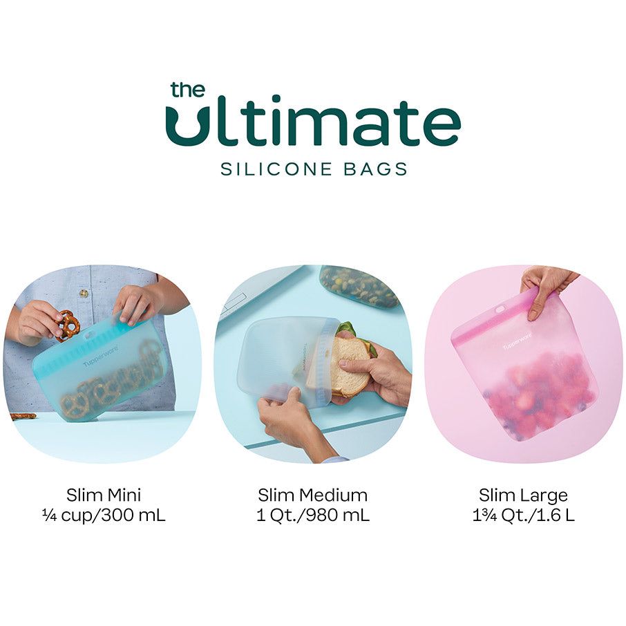 Freezer Storage Tupperware The Ultimate Silicone Slim Bag Set Turquoise / White | 73526-RUMK