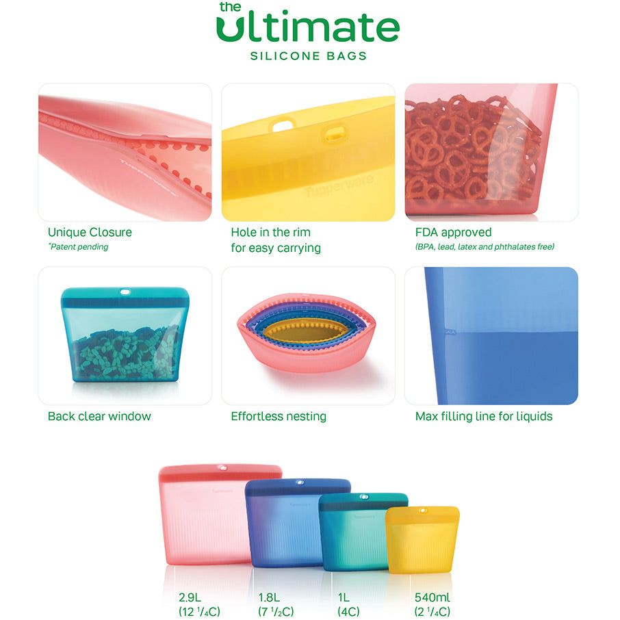 Freezer Storage Tupperware Ultimate Silicone Stand-up Bag Small Green | 93127-FNVQ