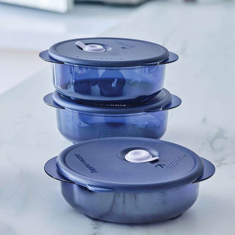 Freezer Storage Tupperware Vent 'N Serve 3-pc. Small Round Set Nocturnal Sea | 30762-STOV