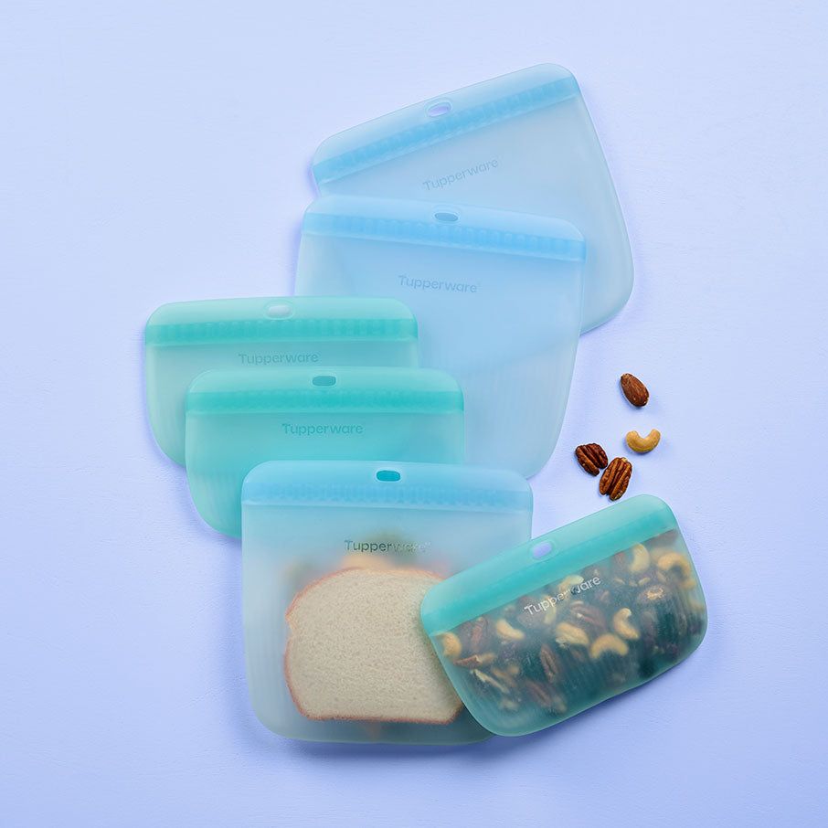 Lunch and Snacks Tupperware The Ultimate Silicone Bag Slim Lunch Set Turquoise / White | 98456-WJEX