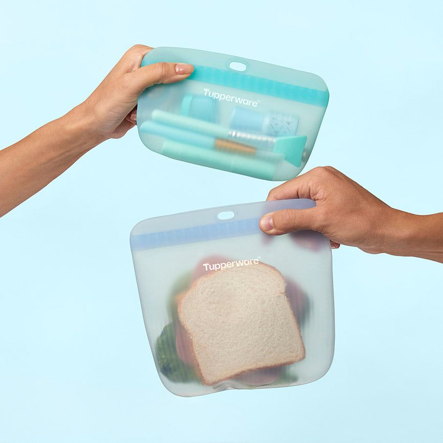 Lunch and Snacks Tupperware The Ultimate Silicone Bag Slim Lunch Set Turquoise / White | 98456-WJEX