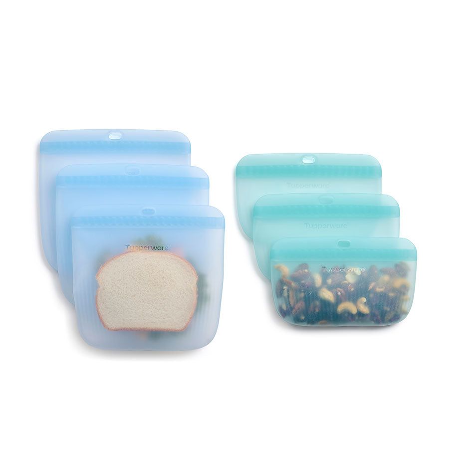 Lunch and Snacks Tupperware The Ultimate Silicone Bag Slim Lunch Set Turquoise / White | 98456-WJEX