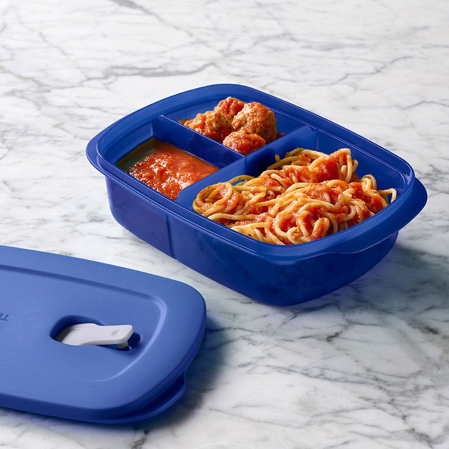 Microwave Reheatable Tupperware Crystalwave 4-pc. Rectangular Set Blue | 78130-LTBM