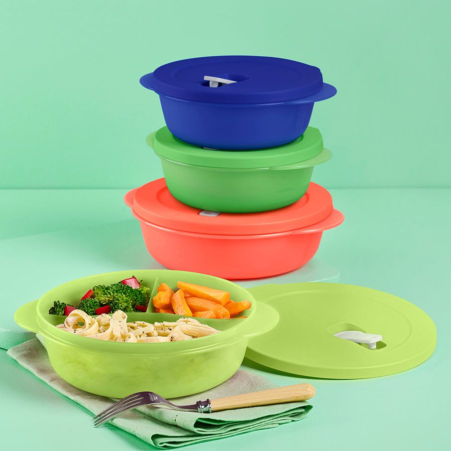 Microwave Reheatable Tupperware Crystalwave Plus 4-pc. Round Set Blue | 34016-FQIL