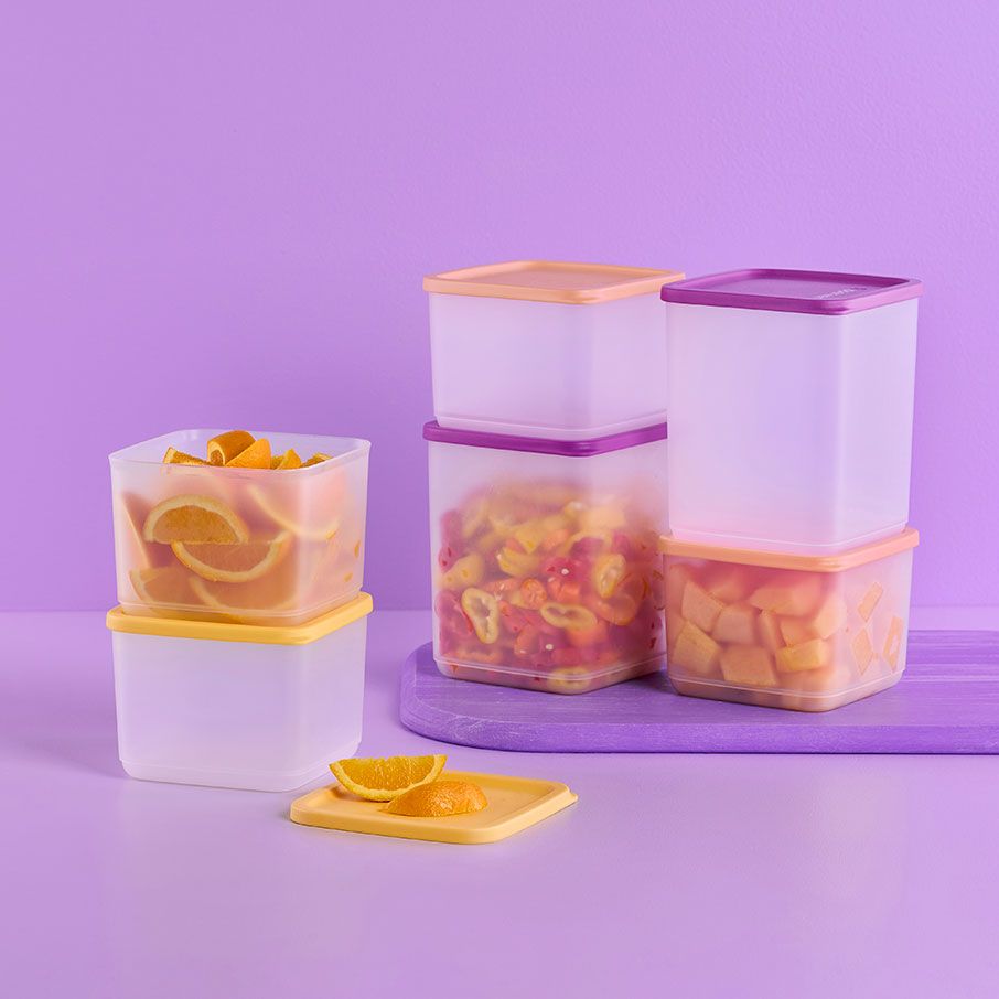 Refrigerator Storage Tupperware Basic Bright Square 6-pc. Set Wild Mulberry | 69753-HXED